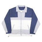 SHAMP Mens Blue & Grey Retro Colourblock Zip Jacket L Polyester Blend Casual