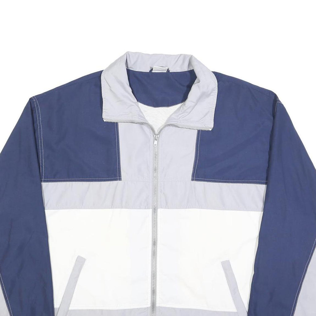 SHAMP Mens Blue & Grey Retro Colourblock Zip Jacket L Polyester Blend Casual