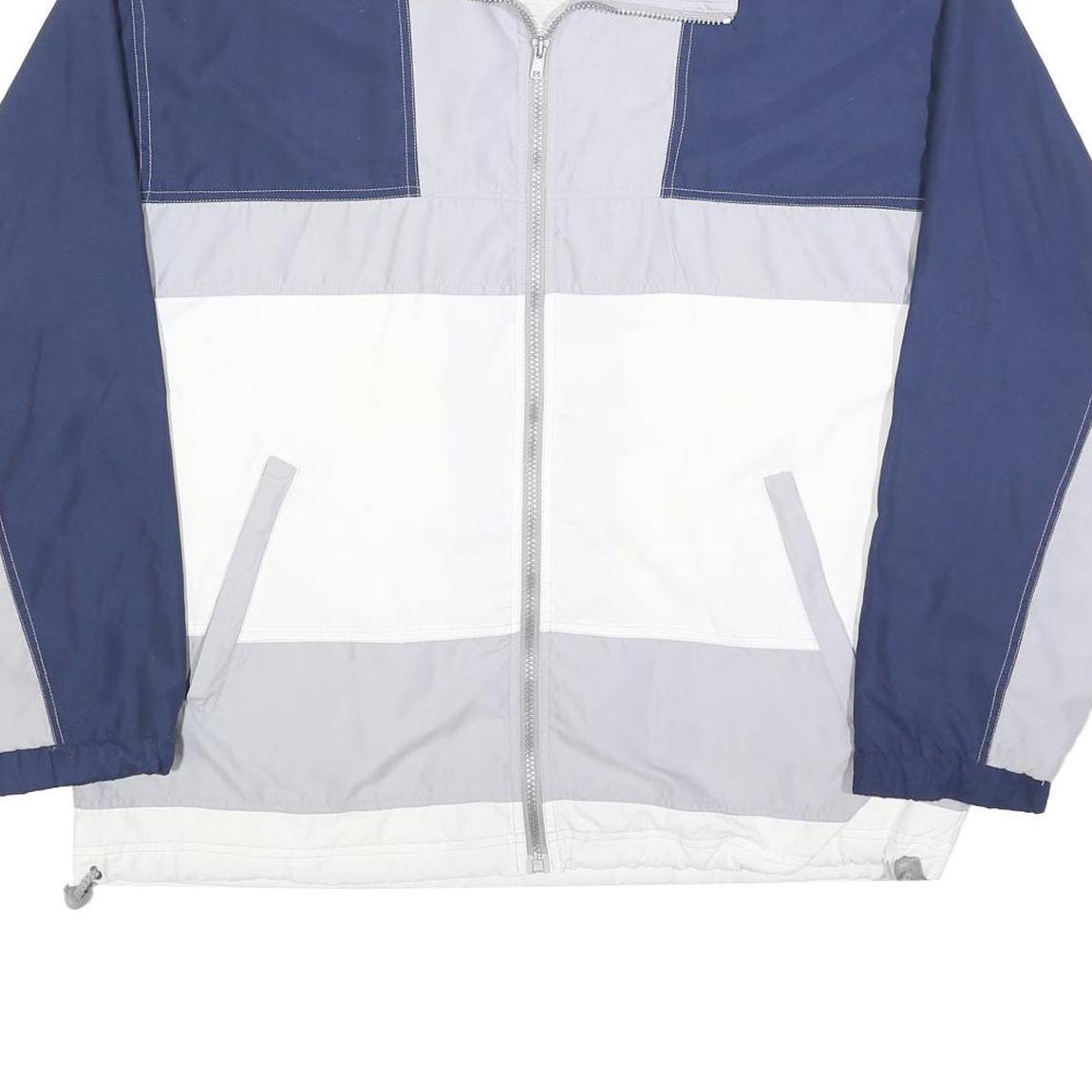 SHAMP Mens Blue & Grey Retro Colourblock Zip Jacket L Polyester Blend Casual