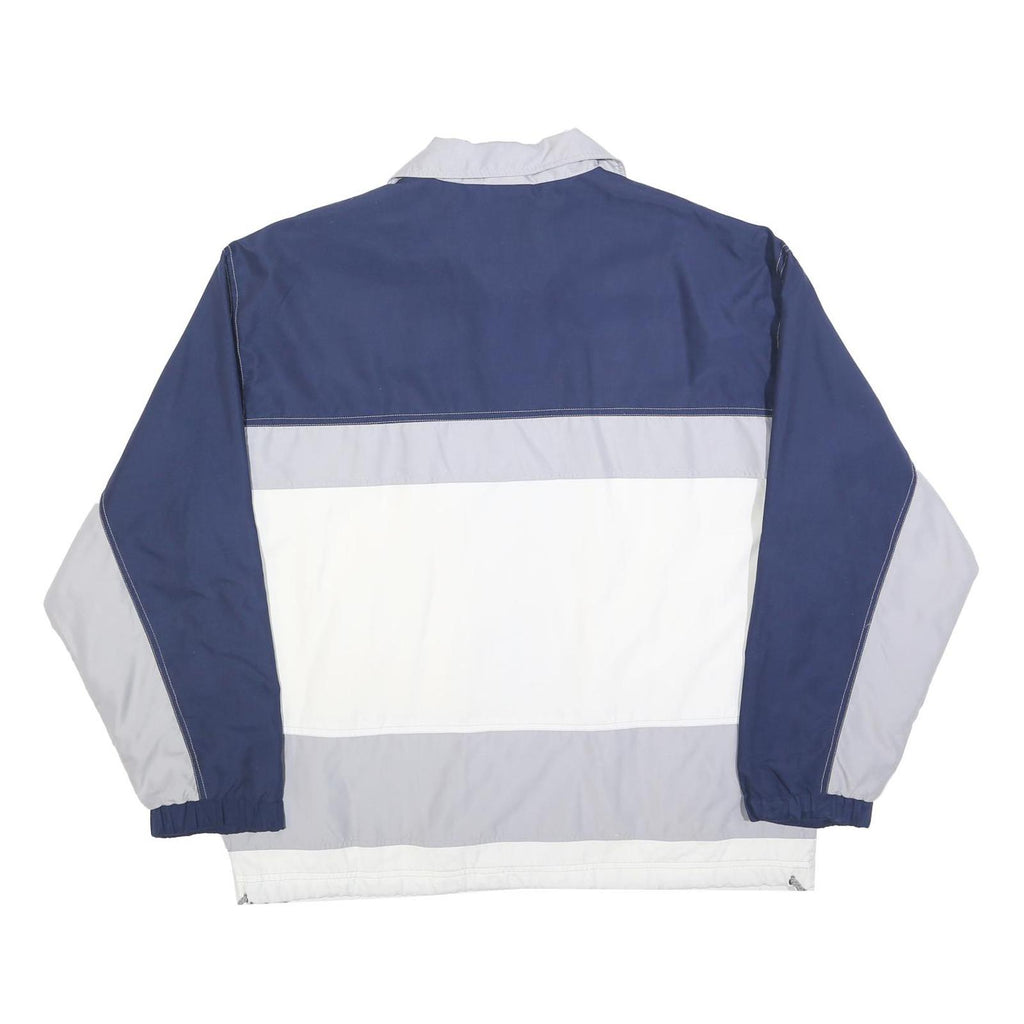 SHAMP Mens Blue & Grey Retro Colourblock Zip Jacket L Polyester Blend Casual