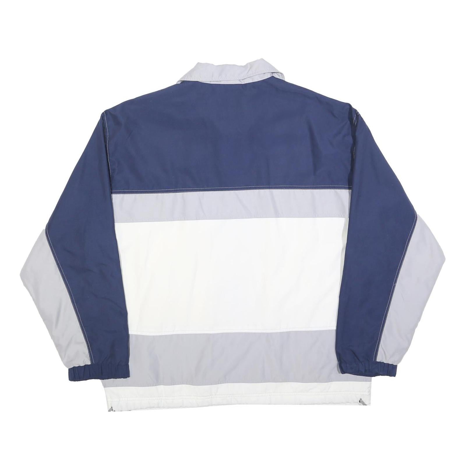 SHAMP Mens Blue & Grey Retro Colourblock Zip Jacket L Polyester Blend Casual