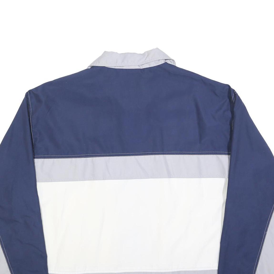 SHAMP Mens Blue & Grey Retro Colourblock Zip Jacket L Polyester Blend Casual