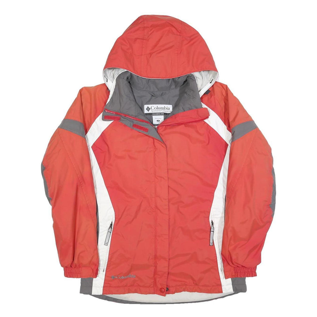 COLUMBIA Womens Red & Grey Outdoor Jacket M Polyester Blend Water Resistant Zip