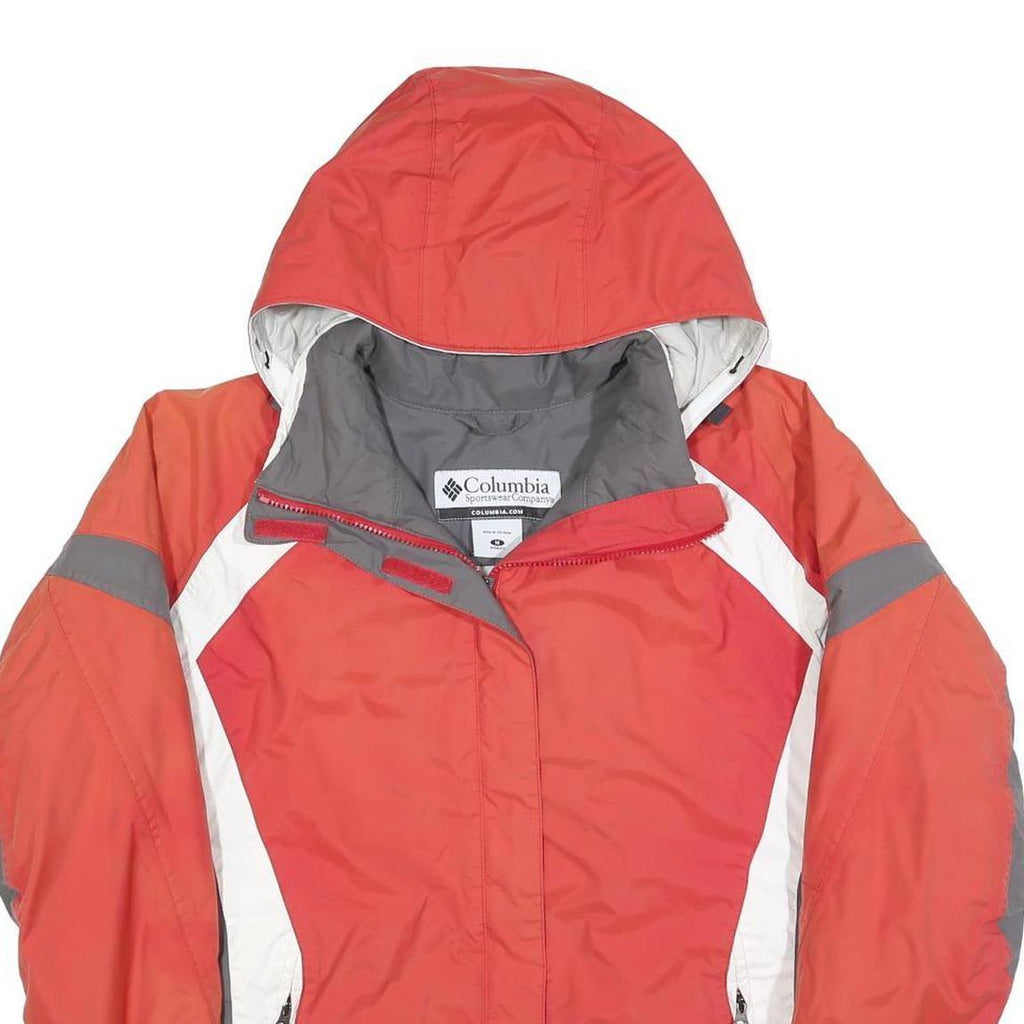 COLUMBIA Womens Red & Grey Outdoor Jacket M Polyester Blend Water Resistant Zip
