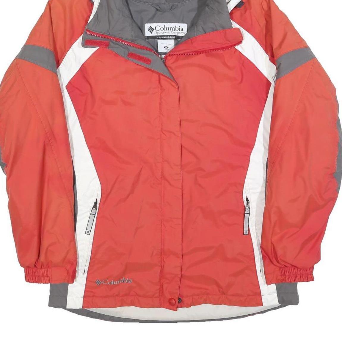 COLUMBIA Womens Red & Grey Outdoor Jacket M Polyester Blend Water Resistant Zip
