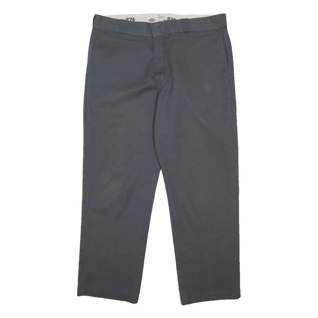 DICKIES Mens Grey Cotton Blend Regular Straight Trousers W38 L28 Comfortable