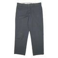 DICKIES Mens Grey Cotton Blend Regular Straight Trousers W38 L28 Comfortable