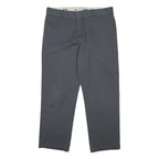 DICKIES Mens Grey Cotton Blend Regular Straight Trousers W38 L28 Comfortable