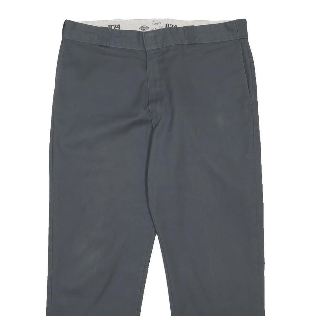 DICKIES Mens Grey Cotton Blend Regular Straight Trousers W38 L28 Comfortable