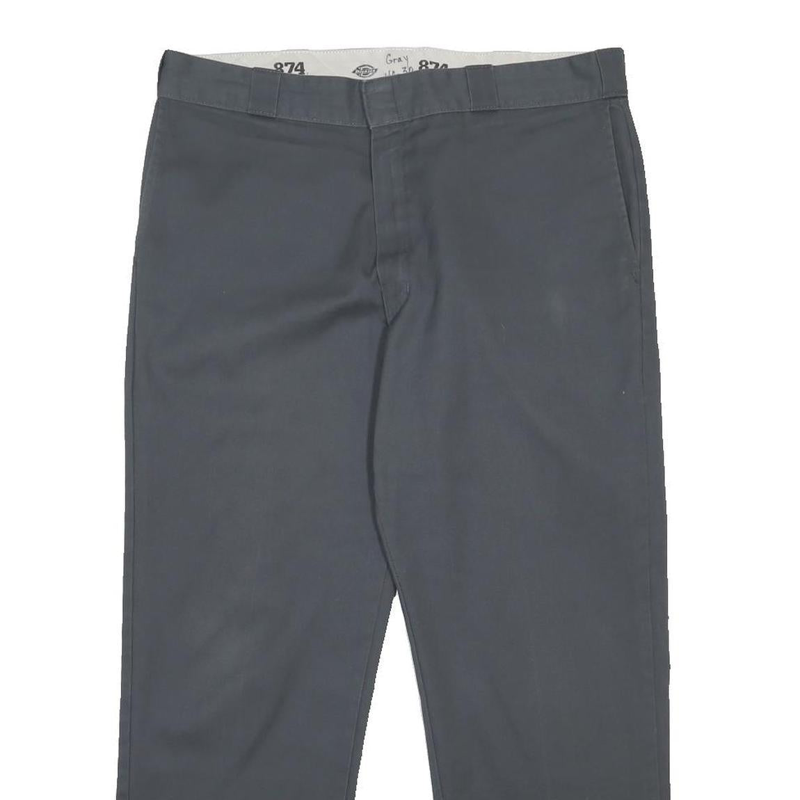 DICKIES Mens Grey Cotton Blend Regular Straight Trousers W38 L28 Comfortable