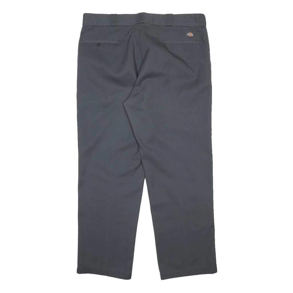 DICKIES Mens Grey Cotton Blend Regular Straight Trousers W38 L28 Comfortable