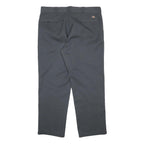 DICKIES Mens Grey Cotton Blend Regular Straight Trousers W38 L28 Comfortable