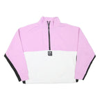 DKNY Womens Pink & White Colourblock Sweatshirt XL Zip Neck Casual Pullover