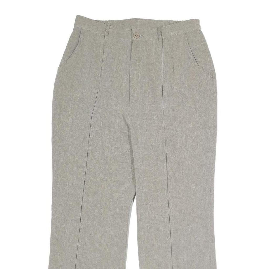 Womens Wool Blend Beige Regular Fit Straight Leg Trousers W27 L24 Tailored