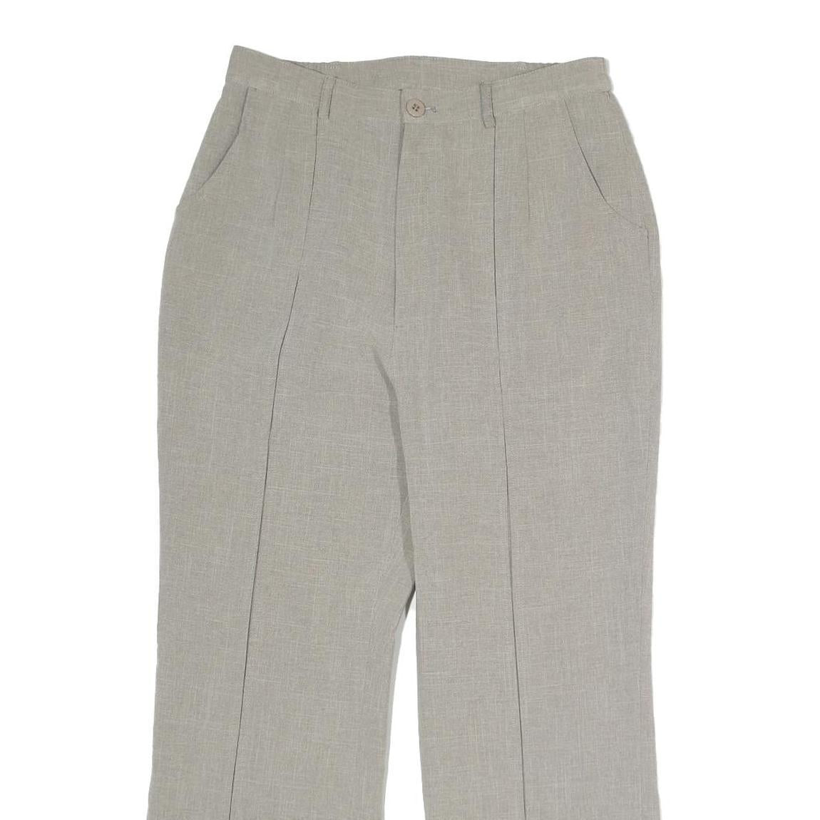 Womens Wool Blend Beige Regular Fit Straight Leg Trousers W27 L24 Tailored