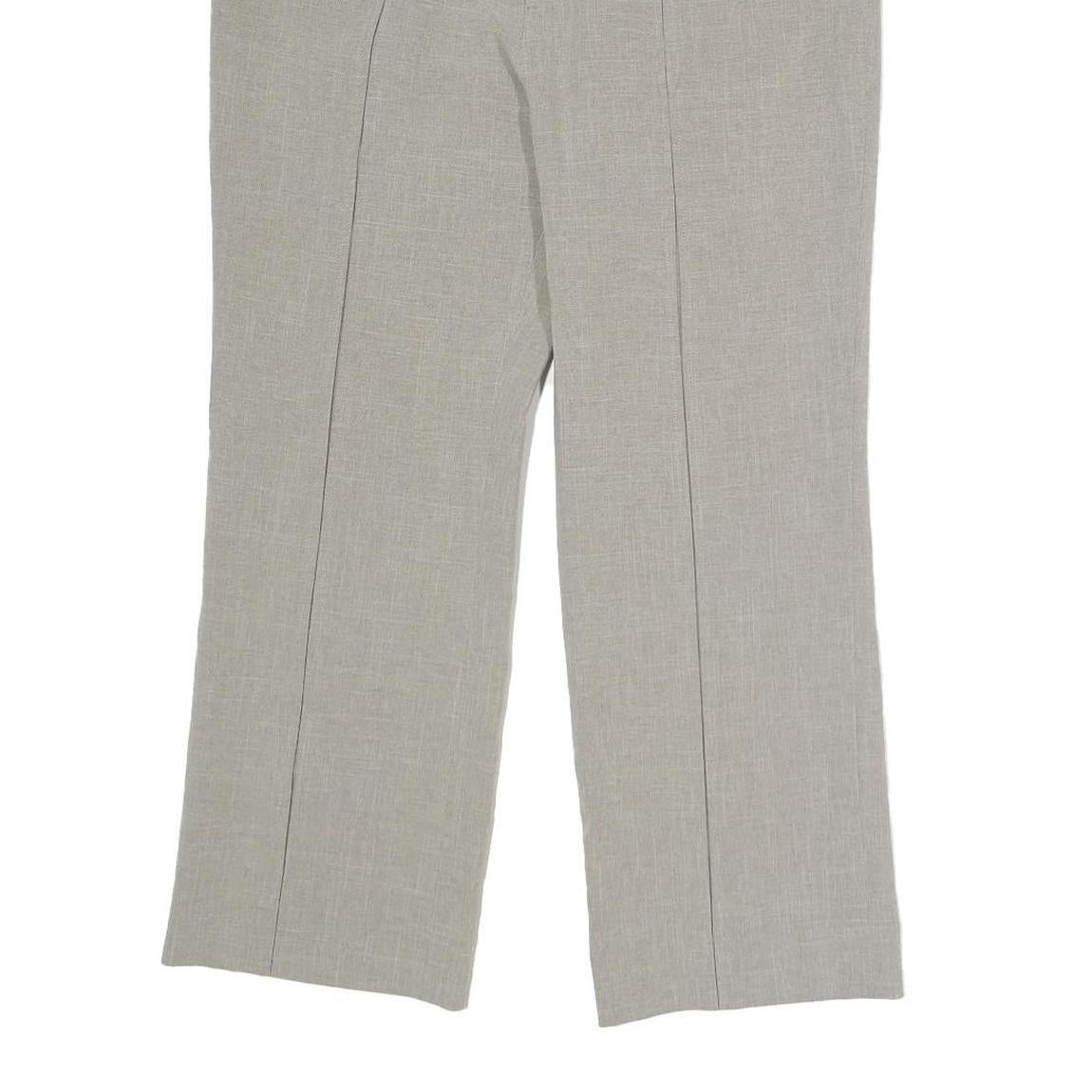 Womens Wool Blend Beige Regular Fit Straight Leg Trousers W27 L24 Tailored