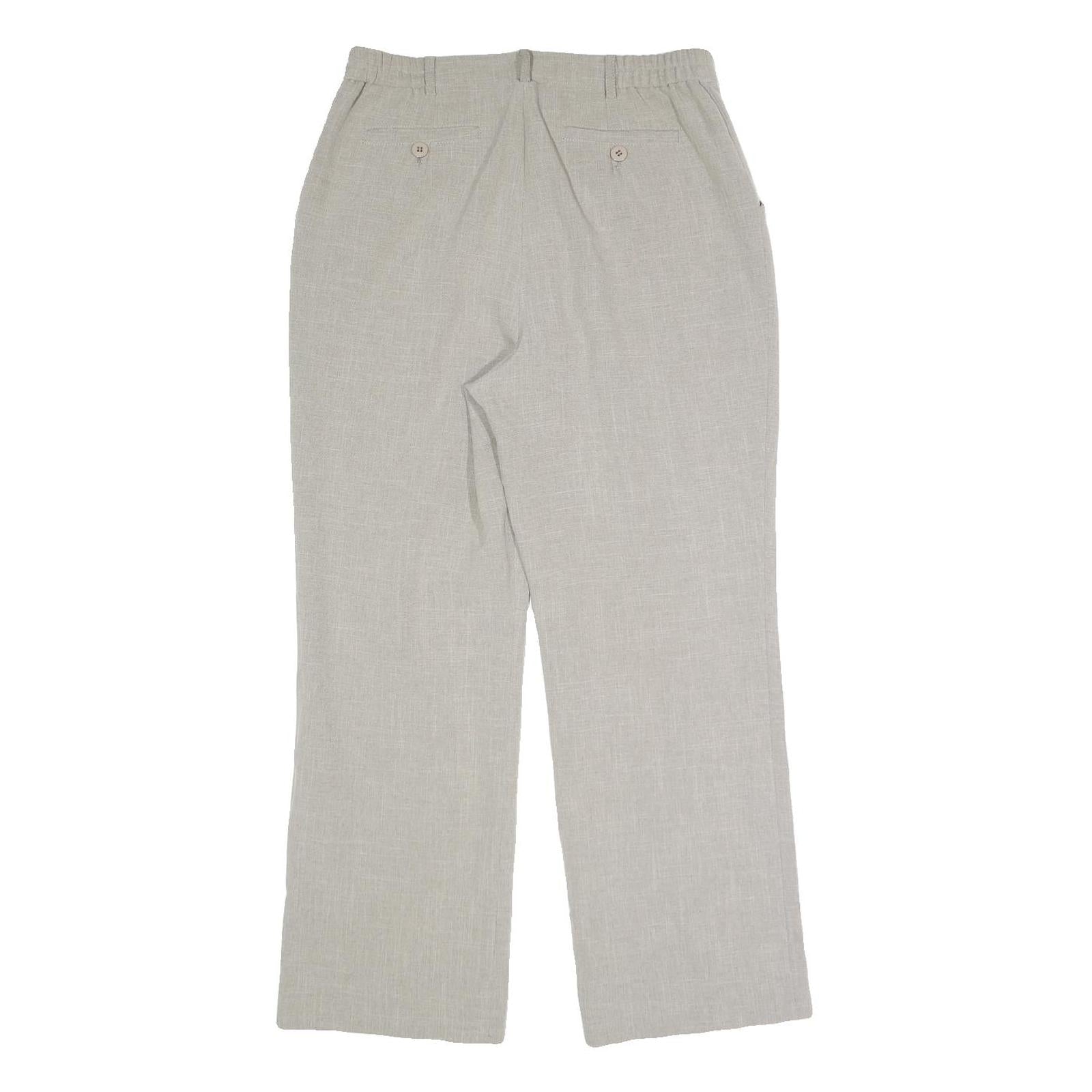 Womens Wool Blend Beige Regular Fit Straight Leg Trousers W27 L24 Tailored