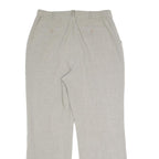 Womens Wool Blend Beige Regular Fit Straight Leg Trousers W27 L24 Tailored