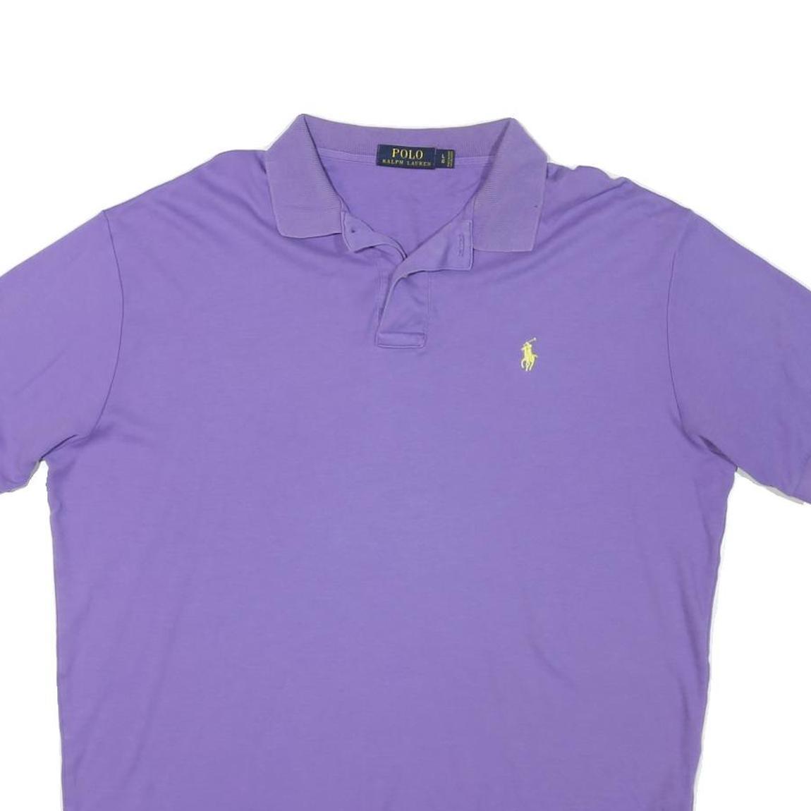 POLO RALPH LAUREN Mens Purple Short Sleeve Plain Polo Shirt L Cotton Blend