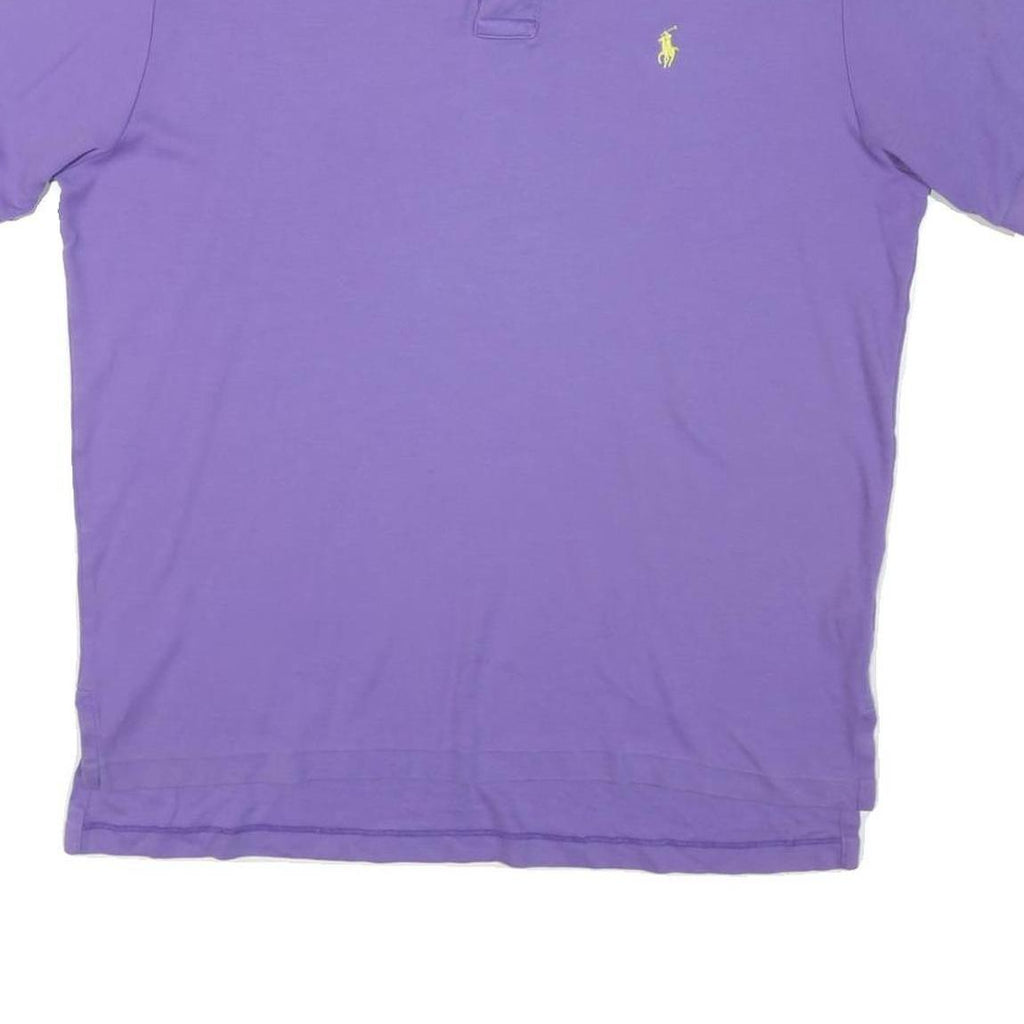 POLO RALPH LAUREN Mens Purple Short Sleeve Plain Polo Shirt L Cotton Blend