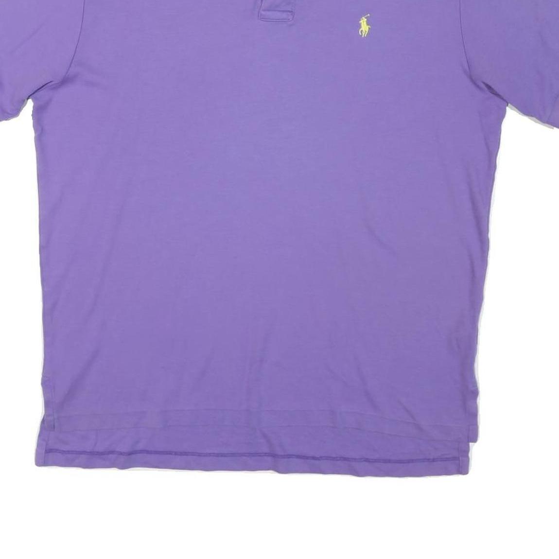 POLO RALPH LAUREN Mens Purple Short Sleeve Plain Polo Shirt L Cotton Blend