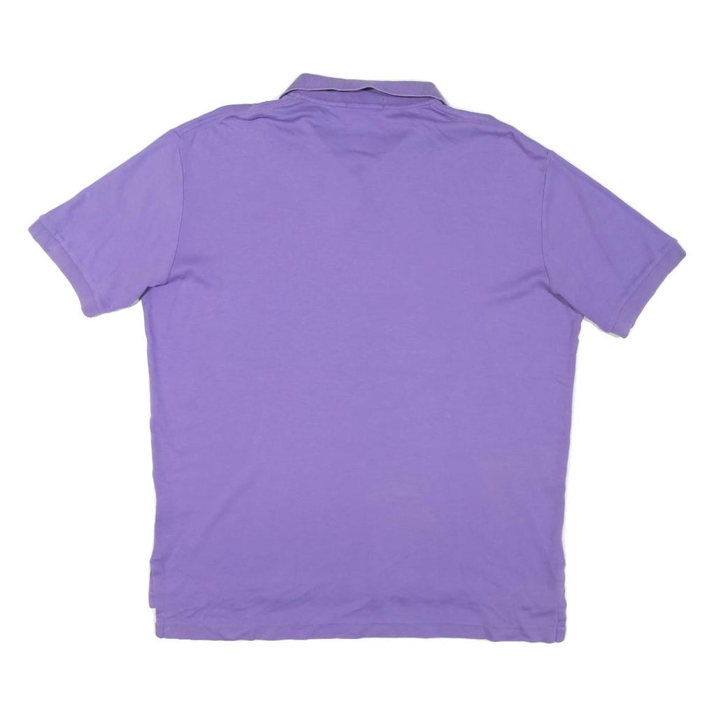 POLO RALPH LAUREN Mens Purple Short Sleeve Plain Polo Shirt L Cotton Blend