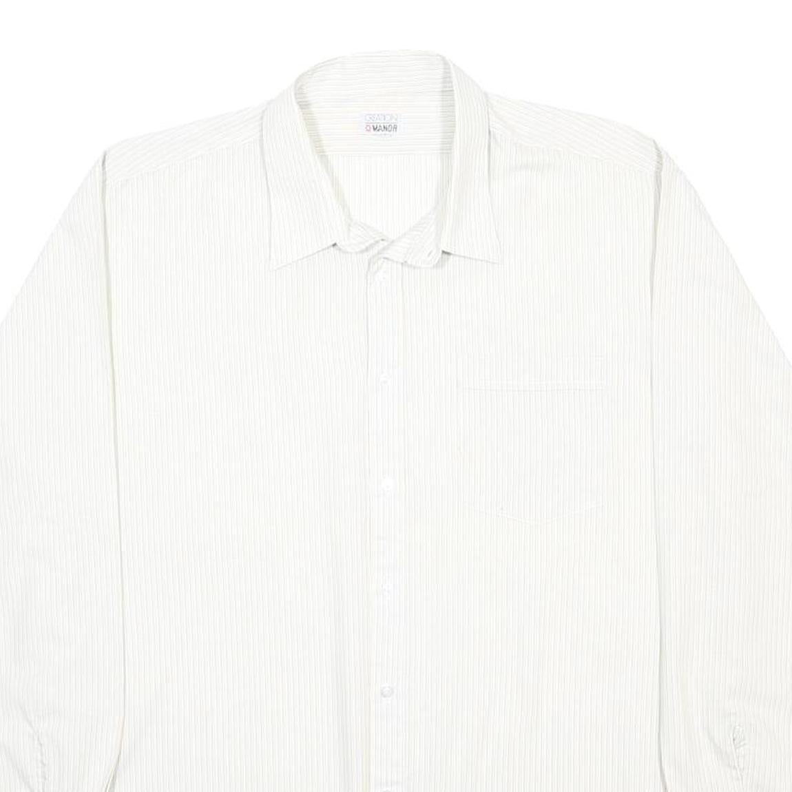 CREATION MANOR Mens White Cotton Blend Shirt L Long Sleeve Casual Formal Button