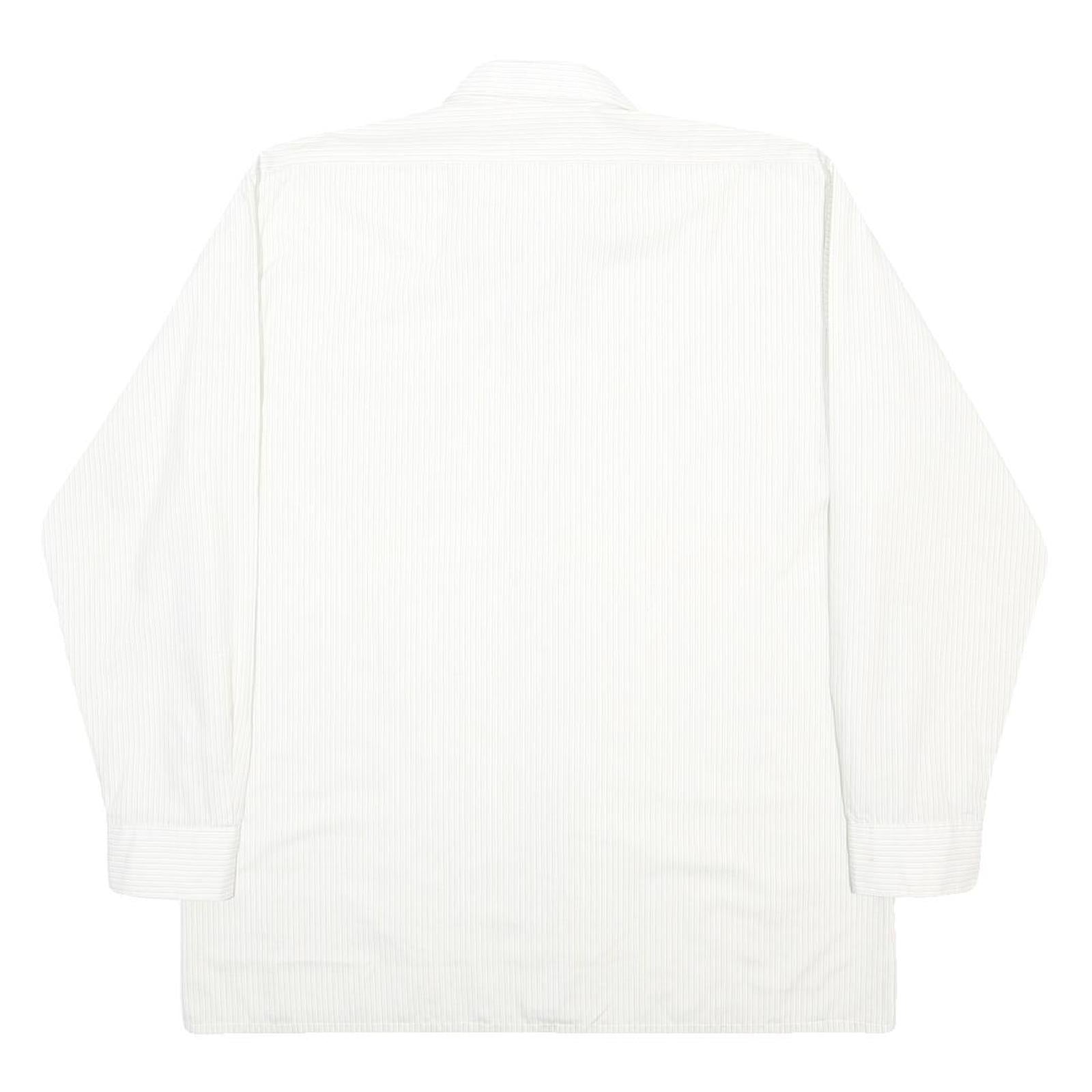 CREATION MANOR Mens White Cotton Blend Shirt L Long Sleeve Casual Formal Button