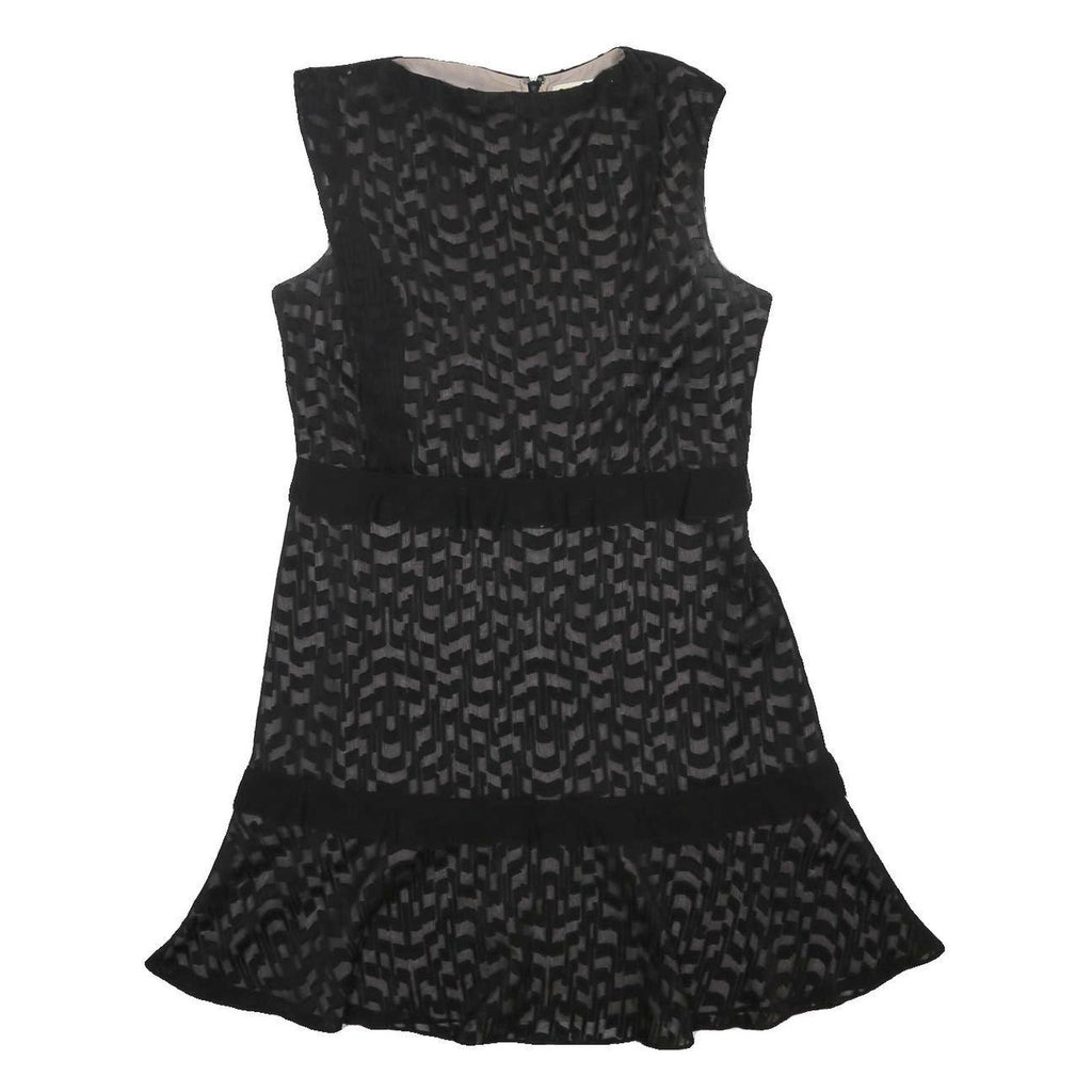 REISS Womens Black Contrast Pattern Day Dress Polyester Sleeveless UK 14
