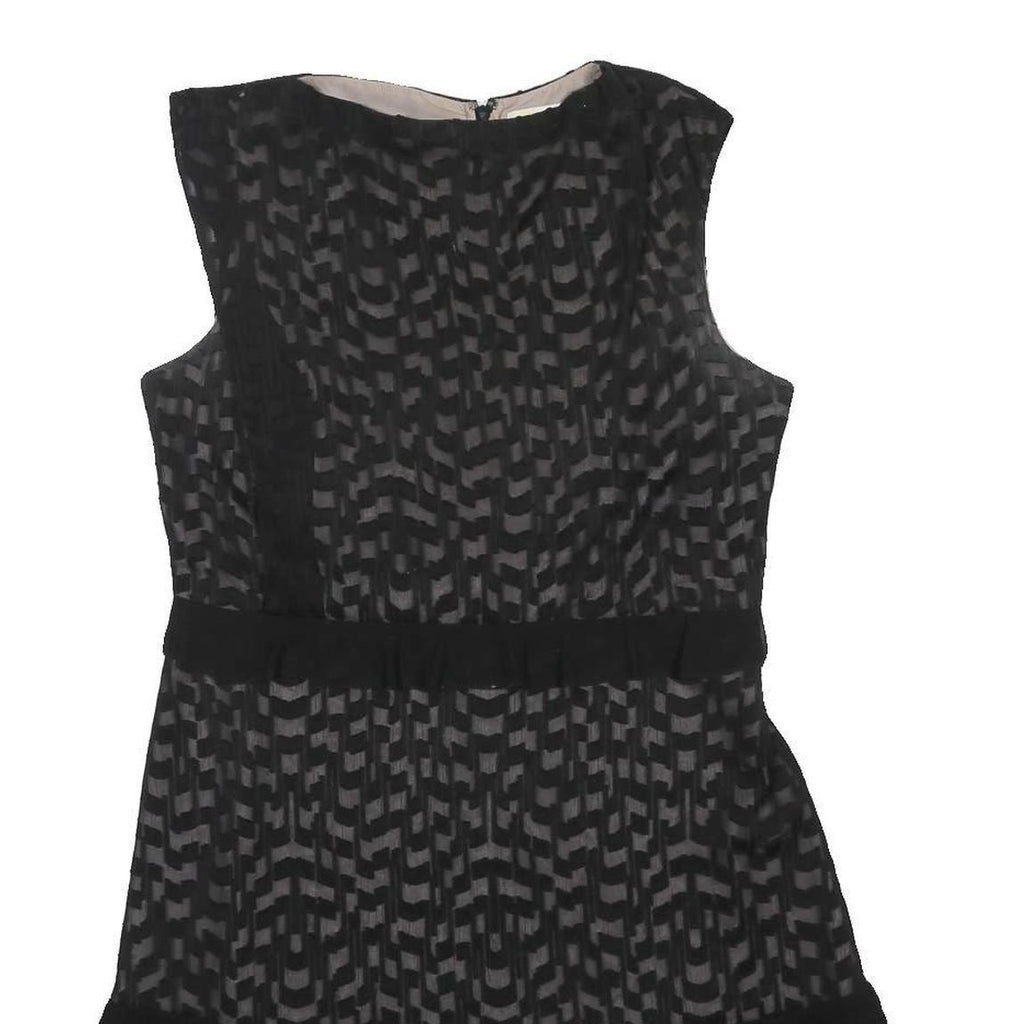 REISS Womens Black Contrast Pattern Day Dress Polyester Sleeveless UK 14