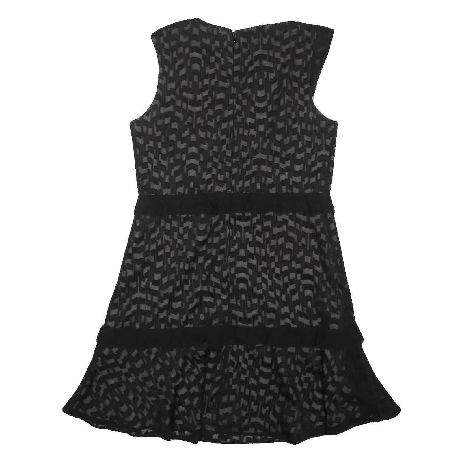 REISS Womens Black Contrast Pattern Day Dress Polyester Sleeveless UK 14