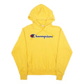 CHAMPION REVERSE WEAVE Mens Yellow Pullover Hoodie M Classic Script Logo