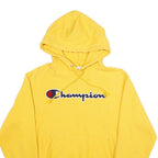 CHAMPION REVERSE WEAVE Mens Yellow Pullover Hoodie M Classic Script Logo