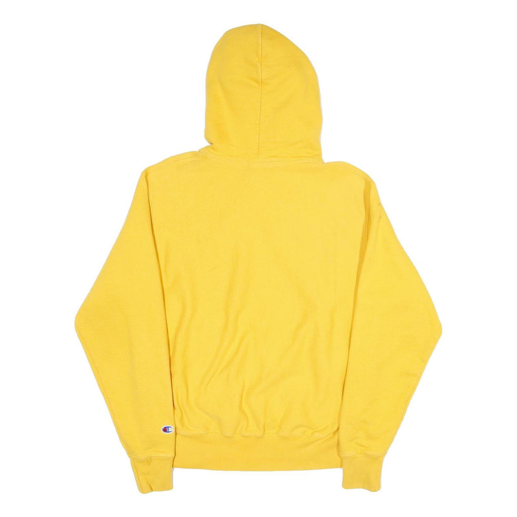CHAMPION REVERSE WEAVE Mens Yellow Pullover Hoodie M Classic Script Logo