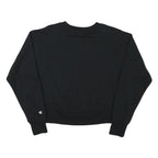 CHAMPION Womens Black Crew Neck M Cotton Blend Sweatshirt Logo Pullover