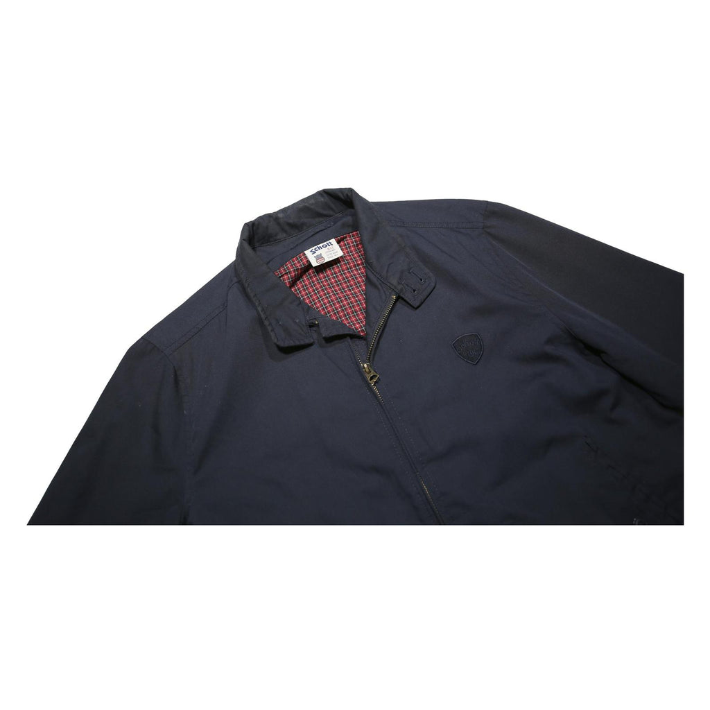 SCHOTT Mens Navy Blue Harrington Jacket M Polycotton Plain Zip Casual