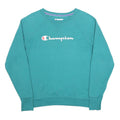 CHAMPION Womens Green Crew Neck L Sweatshirt Cotton Blend Logo Pullover