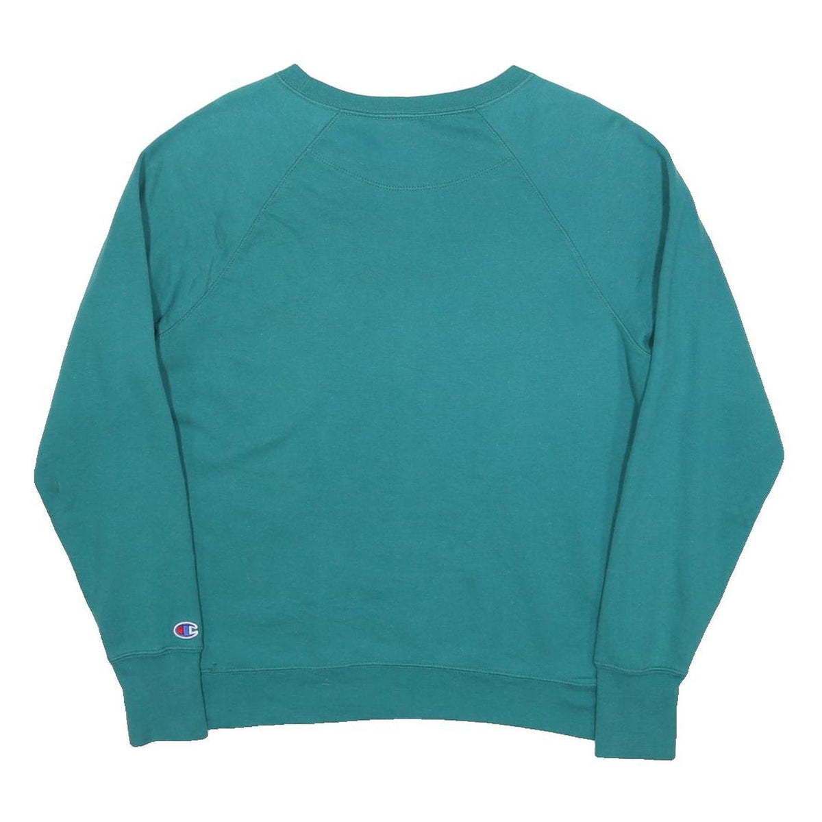 CHAMPION Womens Green Crew Neck L Sweatshirt Cotton Blend Logo Pullover
