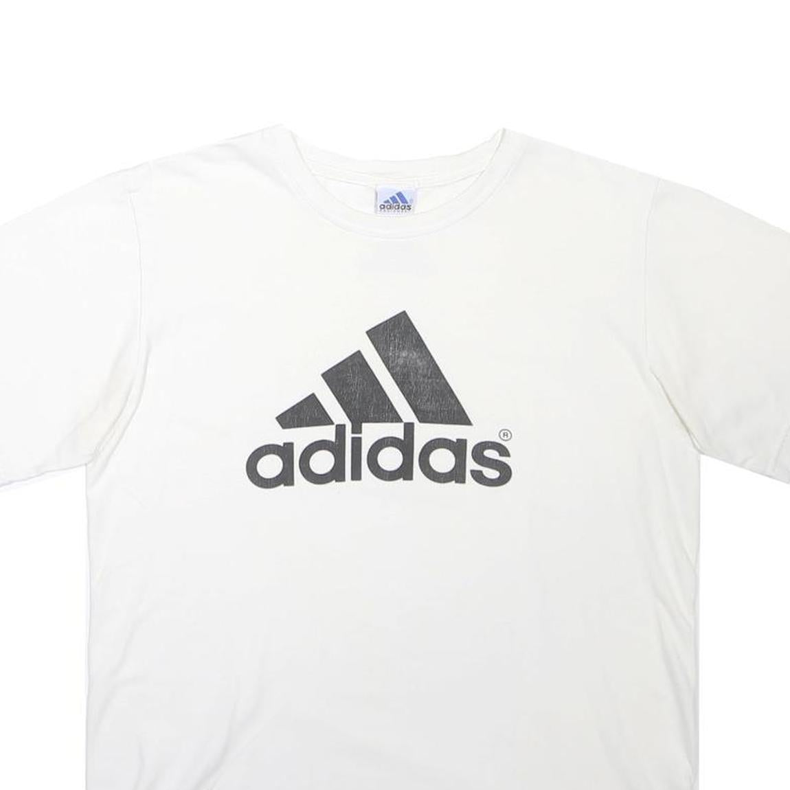 ADIDAS Mens White Graphic T-Shirt L Short Sleeve Crew Neck Cotton Comfort Casual