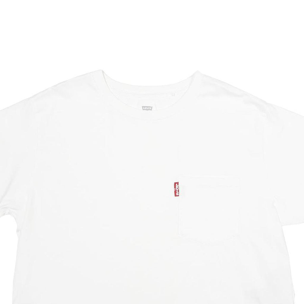 LEVI'S Womens White Cotton T-Shirt L Short Sleeve Crew Neck Pocket Plain
