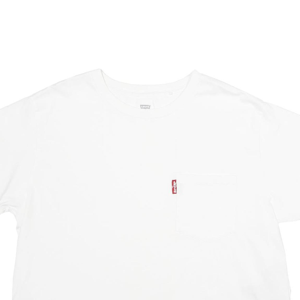 LEVI'S Womens White Cotton T-Shirt L Short Sleeve Crew Neck Pocket Plain