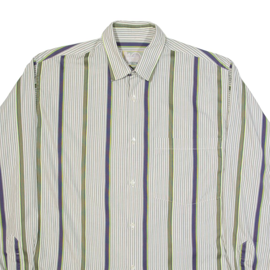 IL LEGITIME Mens Shirt Grey Striped Long Sleeve L