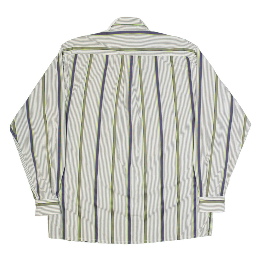 IL LEGITIME Mens Shirt Grey Striped Long Sleeve L