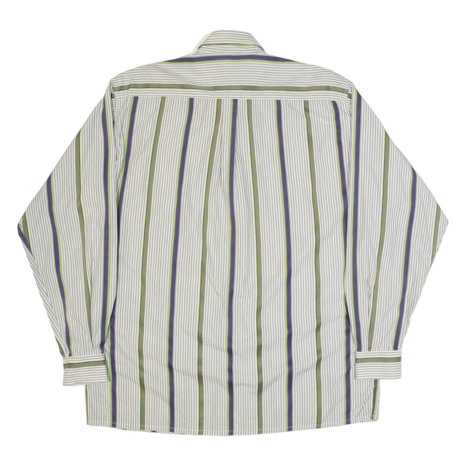 IL LEGITIME Mens Shirt Grey Striped Long Sleeve L