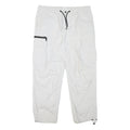 H&M Mens White Polyester Blend Relaxed Cargo Trousers W36 L28 Drawstring Pockets