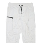 H&M Mens White Polyester Blend Relaxed Cargo Trousers W36 L28 Drawstring Pockets