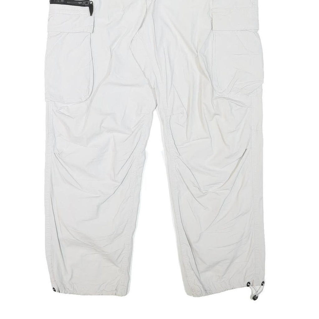 H&M Mens White Polyester Blend Relaxed Cargo Trousers W36 L28 Drawstring Pockets