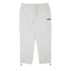 H&M Mens White Polyester Blend Relaxed Cargo Trousers W36 L28 Drawstring Pockets