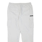H&M Mens White Polyester Blend Relaxed Cargo Trousers W36 L28 Drawstring Pockets
