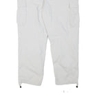 H&M Mens White Polyester Blend Relaxed Cargo Trousers W36 L28 Drawstring Pockets